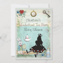 Princess Alice in Wonderland Tea Party Baby shower Kaart