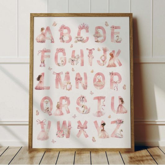 Princess Alphabet ABC Poster Kids Room Decor