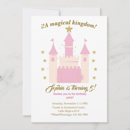 Princess and Castle Birthday Invitation | "Childre Kaart (Voorkant)