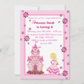 Princess and Castle Birthday Party Invitation Kaart (Voorkant)