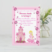 Princess and Castle Birthday Party Invitation Kaart (Staand voorkant)