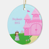 Princess and castle girl's gepersonaliseerde versi keramisch ornament (Links)