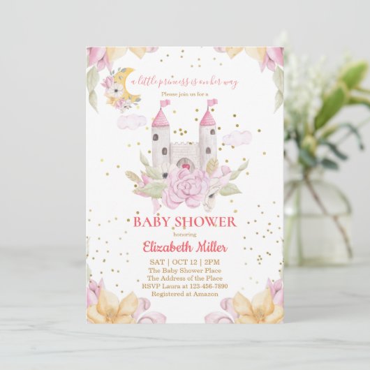 Princess and Castle Theme Baby shower Invitation (Staand voorkant)
