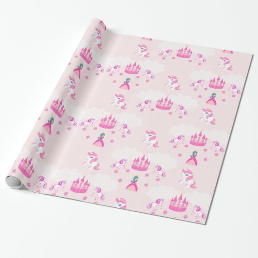 Princess and castle Wrapping Paper Cadeaupapier (Uitgerold)