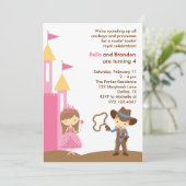 Princess and Cowboy Invitation Kaart (Staand voorkant)