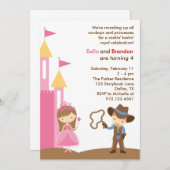 Princess and Cowboy Invitation Kaart (Voorkant / Achterkant)