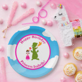 Princess and Dragon Fairy Tale Birthday Party Papieren Bordje (Feest)
