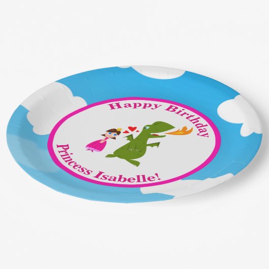 Princess and Dragon Fairy Tale Birthday Party Papieren Bordje (Gekanteld)