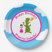 Princess and Dragon Fairy Tale Birthday Party Papieren Bordje (Voorkant)