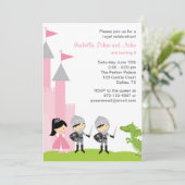 Princess and Knachten Birthday Invitations Kaart (Staand voorkant)