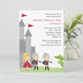 Princess and Knachten Birthday Invitations Kaart (Staand voorkant)