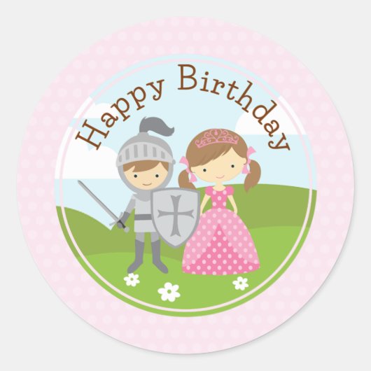 Princess and Knight 2inch round circle sticker (Voorkant)