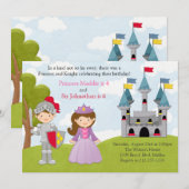 Princess and Knight Joint Birthday Party Kaart (Voorkant / Achterkant)