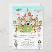 Princess and Knight Magical Dragon Kids Birthday Kaart (Voorkant)