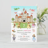 Princess and Knight Magical Dragon Kids Birthday Kaart (Staand voorkant)