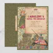 Princess and Knight Party Invitation Kaart (Voorkant / Achterkant)