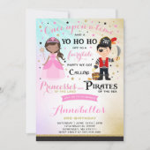 Princess and Pirate Birthday Invitation Kaart (Voorkant)