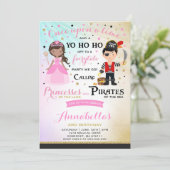Princess and Pirate Birthday Invitation Kaart (Staand voorkant)