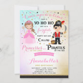 Princess and Pirate Birthday Invitation Kaart (Voorkant)