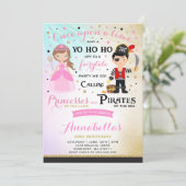 Princess and Pirate Birthday Invitation Kaart (Staand voorkant)