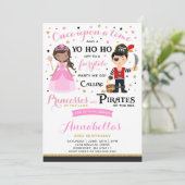 Princess and Pirate Birthday Invitation Kaart (Staand voorkant)