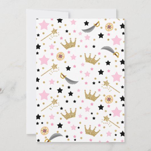 Princess and Pirate Birthday Invitation Kaart (Achterkant)