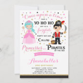 Princess and Pirate Birthday Invitation Kaart (Voorkant)