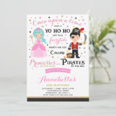 Princess and Pirate Birthday Invitation Kaart (Staand voorkant)