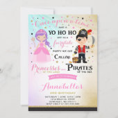 Princess and Pirate Birthday Invitation Kaart (Voorkant)