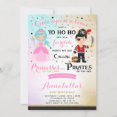 Princess and Pirate Birthday Invitation Kaart (Voorkant)
