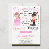 Princess and Pirate Birthday Invitation Kaart (Voorkant)