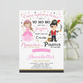 Princess and Pirate Birthday Invitation Kaart (Staand voorkant)