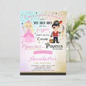Princess and Pirate Birthday Invitation Kaart (Staand voorkant)