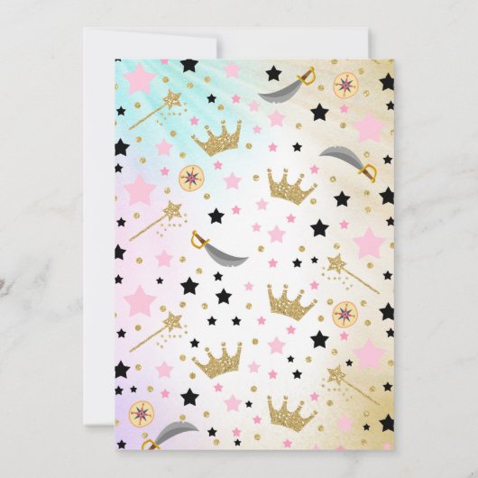 Princess and Pirate Birthday Invitation Kaart (Achterkant)