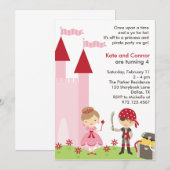 Princess and Pirate Invitation Kaart (Voorkant / Achterkant)