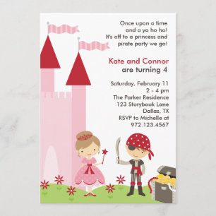 Princess and Pirate Invitation Kaart