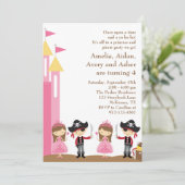 Princess and Pirate Invitation Kaart (Staand voorkant)
