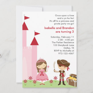 Princess and Pirate Invitation Kaart