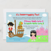 Princess and Pirate Twins Joint Birthday Party Kaart (Voorkant)