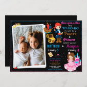 Princess and Pirate-verjaardagsuitnodiging Twee th Kaart (Voorkant / Achterkant)