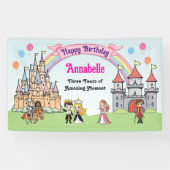 Princess and Prince Fairy Tale Schattige Koninklij Spandoek (Horizontaal)