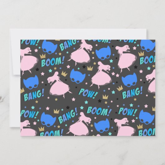 Princess and Superheld Birthday Invitation Kaart (Achterkant)