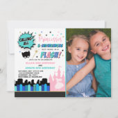 Princess and Superheld Birthday Invitation Kaart (Voorkant)
