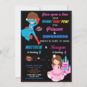 Princess and Superheldino's verjaardagsuitnodiging Kaart (Voorkant)