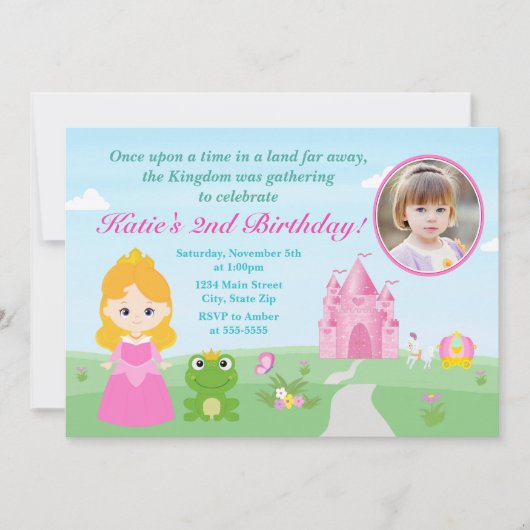 Princess and the Frog Birthday Invitation Blonde Kaart (Voorkant)