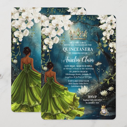 Princess and the Frog Starry Night Quinceanera 16 Kaart (Voorkant / Achterkant)