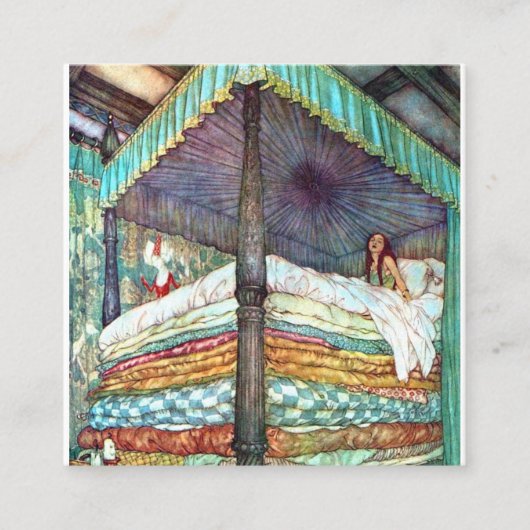 Princess and the Pea print - Fairy Tale Hans Ander Vierkante Visitekaartje (Voorkant)