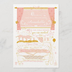 Princess and the Pea Slumber Party Invitation Kaart