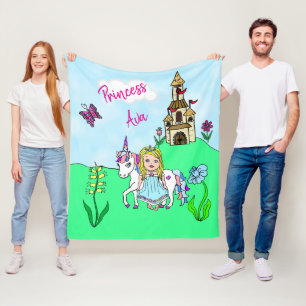 Princess and Unicorn Fairy Tale, gepersonaliseerd Fleece Deken