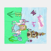 Princess and Unicorn Fairy Tale, gepersonaliseerd Fleece Deken (Voorkant (Horizontaal))